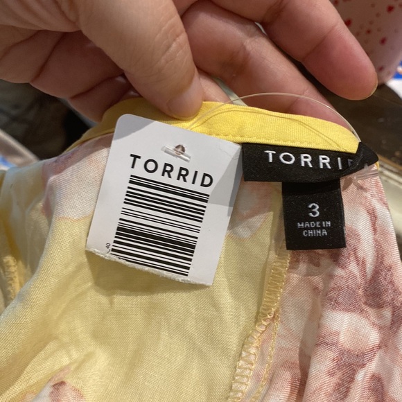 Torrid Yellow Pink Floral Challis Trapeze Maxi Dress - Picture 5 of 5